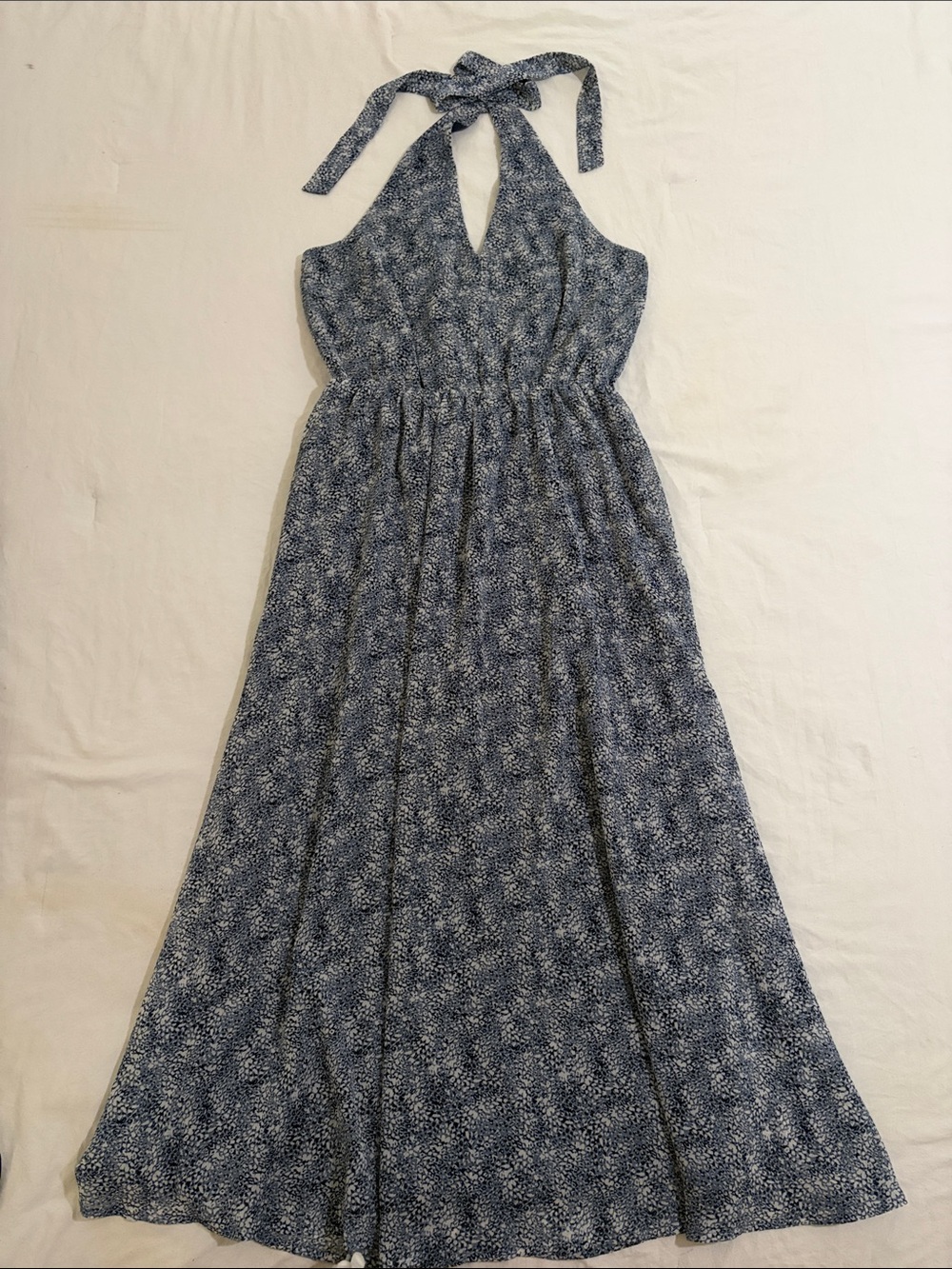 Banana Republic Navy and White Halter Maxi Dress